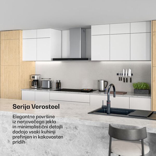 Klarstein Verosteel kuhinjska napa, Elegantna, minimalistična, zmogljiva, Energijski razred A++, 881,6 m³/h, 90 cm
