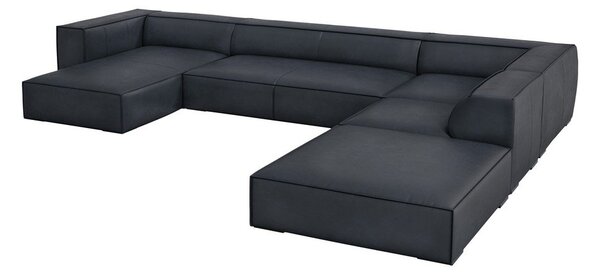 Temno modra usnjena kotna sedežna garnitura (desni kot) Madame – Windsor & Co Sofas