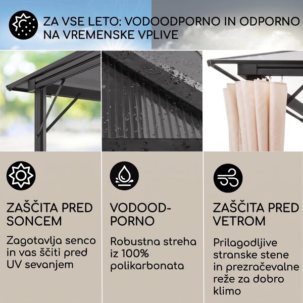 Blumfeldt Pantheon Solid Sky Ambient Solar, paviljon s streho, 3 x 4 m, polikarbonat, aluminij, osvetljen