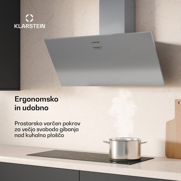 Klarstein Silver Lining kuhinjska napa brez pokrova | Odvod in recirkulacija | Visokokakovosten dizajn | 557 m³/h | 90 cm