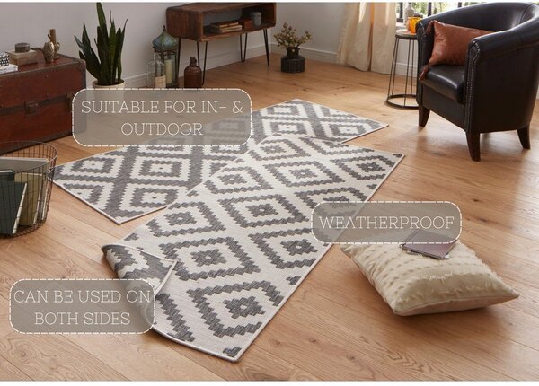 Siva zunanja preproga NORTHRUGS Malta, 80 x 250 cm