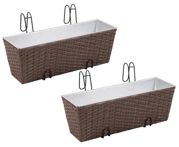 Set Balkonskih Cvetličnih Loncev Trapezoid, 2 kosa, 50 cm Rjave Barve