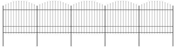 VidaXL Vrtna ograja s koničastimi vrhovi jeklo (1,5-1,75)x8,5 m črna