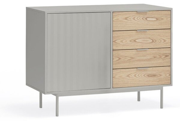 Siva nizka komoda v hrastovem dekorju 108x80 cm Sierra – Teulat