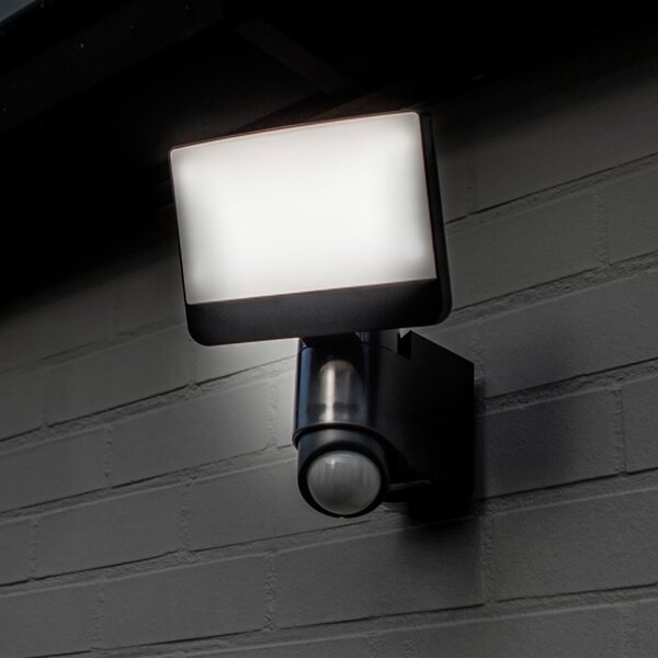 LUTEC Zunanji stenski reflektor SUNSHINE z LED-senzorjem, 25 cm, temno siva, IP54, Siva, Plastika, Sodobni, Stenski reflektor