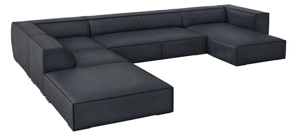 Temno modra usnjena kotna sedežna garnitura (levi kot) Madame – Windsor & Co Sofas