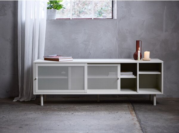 Siva kovinska TV omarica 160x55x45 cm Veep – Unique Furniture
