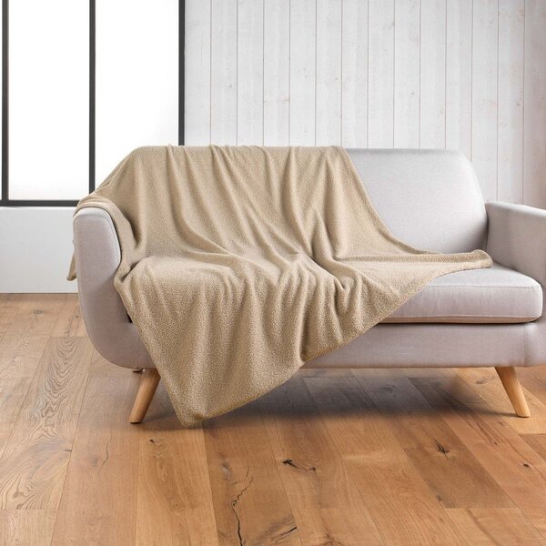 Bež odeja iz flisa 180x220 cm Curly Wooly – douceur d'intérieur