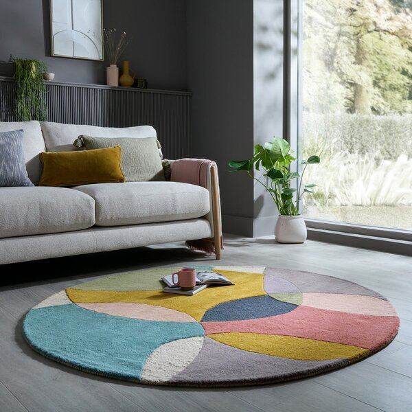 Ročno tkana volnena okrogla preproga ø 160 cm Glow Multi – Flair Rugs