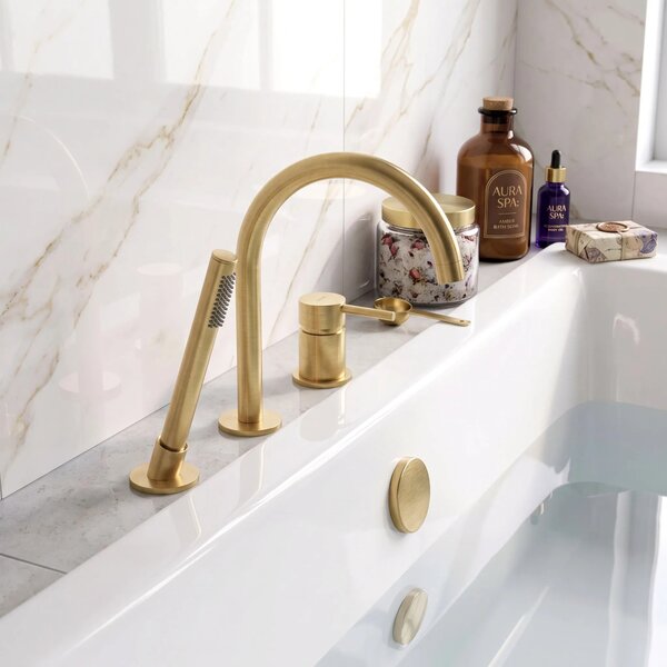 3-Odprtinska Armatura za Kad Rea Lungo Brush Gold