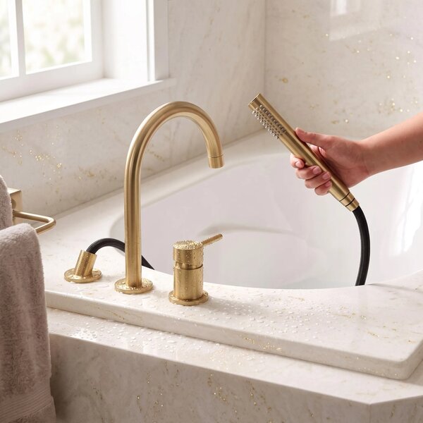 3-Odprtinska Armatura za Kad Rea Lungo Brush Gold