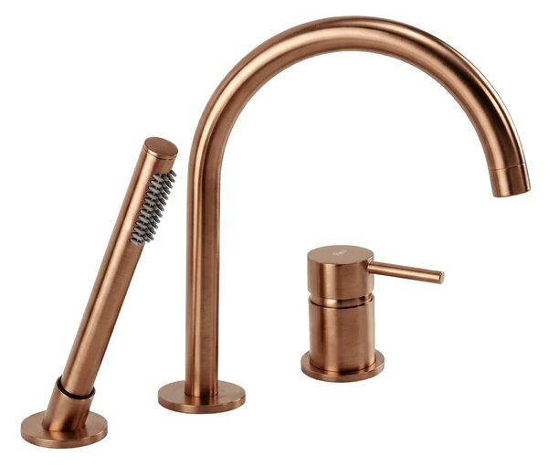 3-Odprtinska Armatura za Kad Rea Lungo Brush Copper