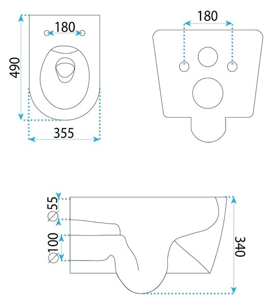 Set viseča WC školjka REA Gustavo Rimless + nadpultni umivalnik Maya