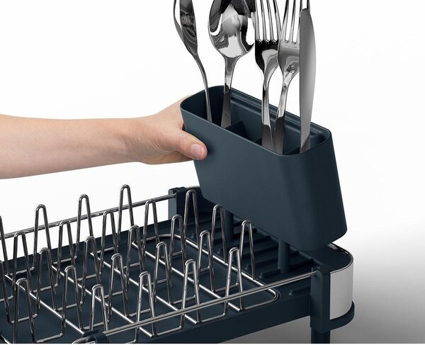 Črn plastičen nastavljiv odcejalnik posode 31x19 cm Extend Slim Steel – Joseph Joseph