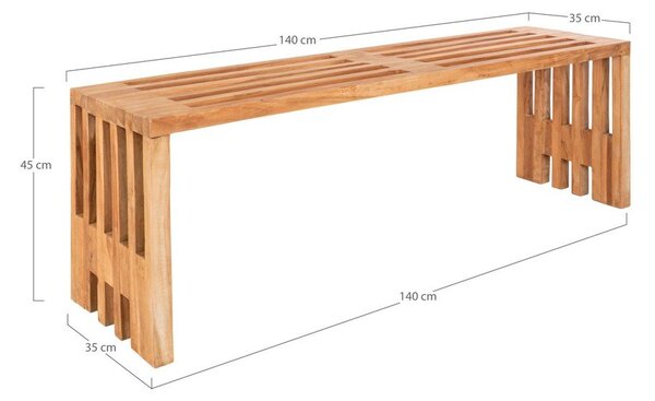 Vrtna klop iz tikovine House Nordic Benidorm, 140 x 35 cm