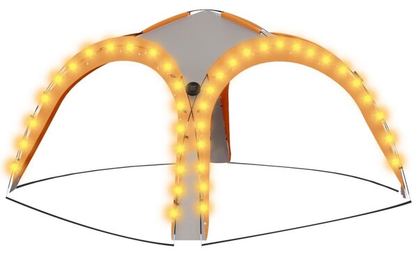 VidaXL Vrtni šotor LED s 4 stranicami 3,6x3,6x2,3 m siv in oranžen