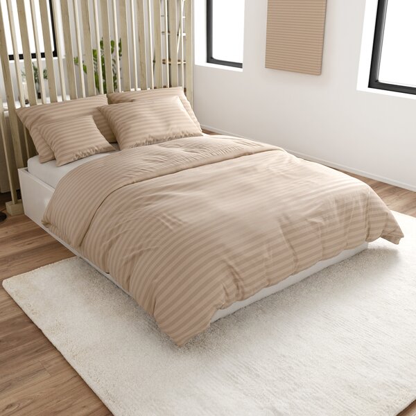 Hotelska posteljnina iz mikrovlaken JASMINE bež - črta 2 cm Dimenzija posteljnine: 70 x 90 cm | 140 x 220 cm