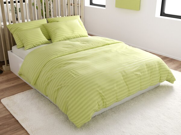 Hotelska posteljnina iz mikrovlaken JASMINE pistacija - črta 2 cm Dimenzije posteljnine: 70 x 90 cm | 140 x 220 cm