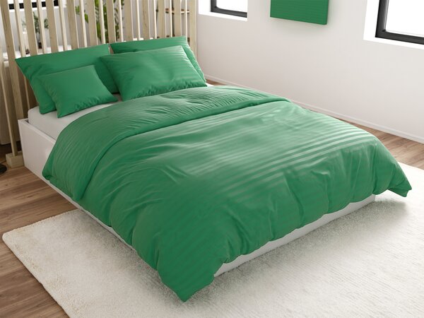 Hotelska posteljnina iz mikrovlaken JASMINE temno zelena - črta 2 cm Dimenzije posteljnine: 70 x 90 cm | 140 x 200 cm