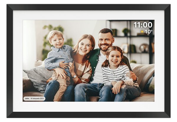Touch digitalni foto okvir Wi-Fi 10,1" črn APP z LED RGB osvetlitvijo ozadja