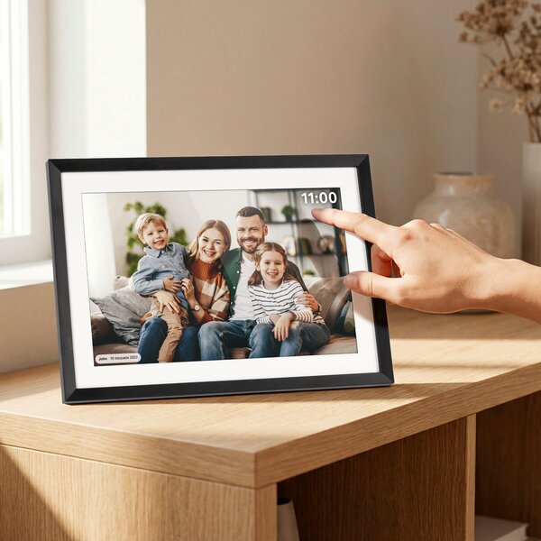 Touch digitalni foto okvir Wi-Fi 10,1" črn APP z LED RGB osvetlitvijo ozadja