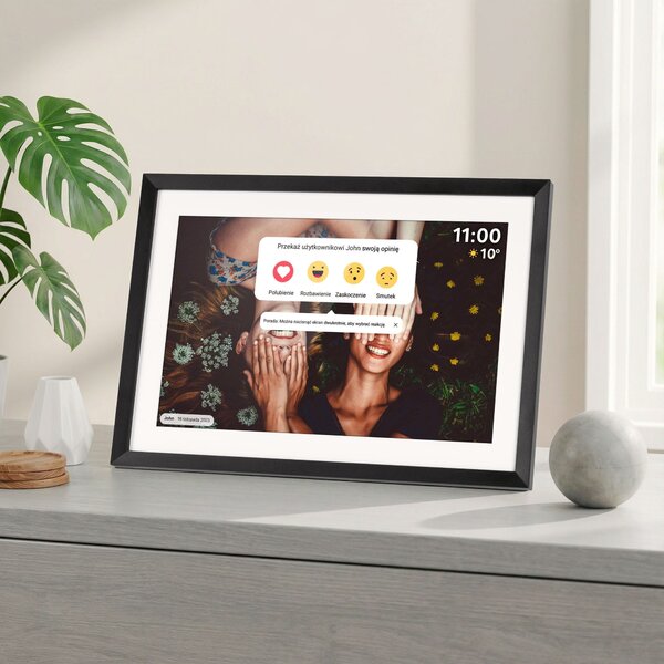 Touch digitalni foto okvir Wi-Fi 10,1" črn APP z LED RGB osvetlitvijo ozadja