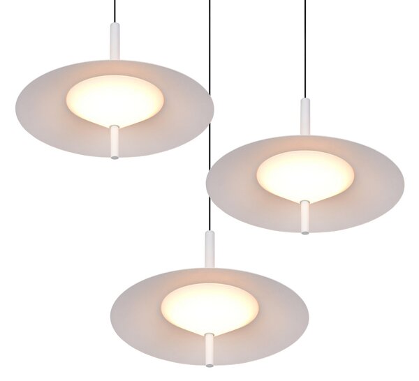 Trio Lighting LED-visoka svetilka Amalo, mat bela, Ø 67 cm, kovina, CCT 3-flg., zatemnjen, Bela, Dnevna soba / jedilnica, Kovina, Sodobni