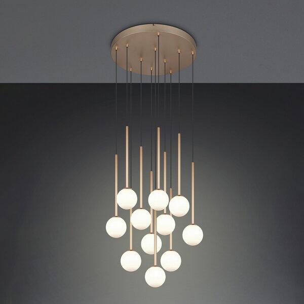 Trio Lighting Visoka svetilka Firano, zlata barva, Ø 66 cm, kovina, 11-kraka., Zlata / medeninasta, Dnevna soba / jedilnica, Kovina, Sodobni