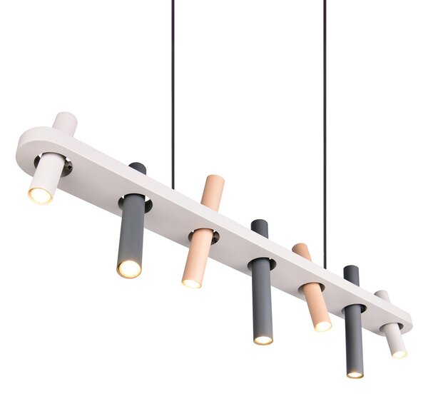 Trio Lighting Visoka svetilka Terloa, pisana, dolžina 115 cm, kovinska, 7-kraka., Večbarvna, Dnevna soba / jedilnica, Kovina, Sodobni