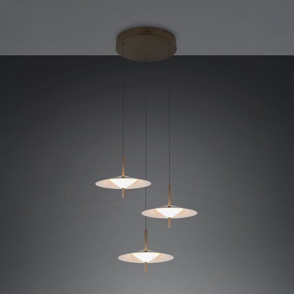 Trio Lighting LED-visoka svetilka Amalo v platinasti barvi, premer 67 cm, kovina, CCT,, zatemnjen, Kovinska, Dnevna soba / jedilnica, Kovina, Sodobni