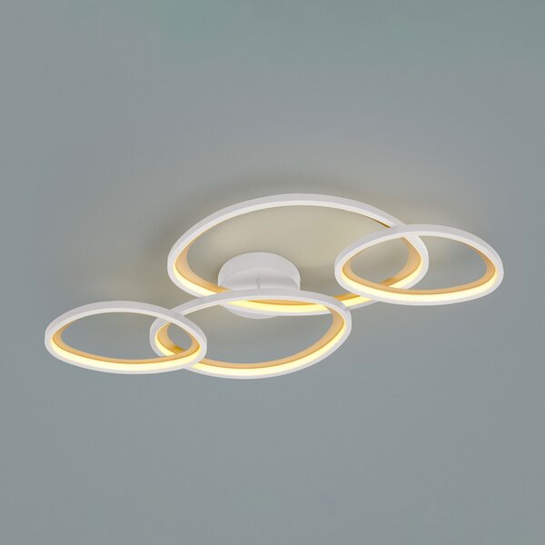 Trio Lighting LED-stropna svetilka Sivo, dolžina 103 cm, bela mat, kovina, CC, zatemnjen, Bela, Dnevna soba / jedilnica, Kovina