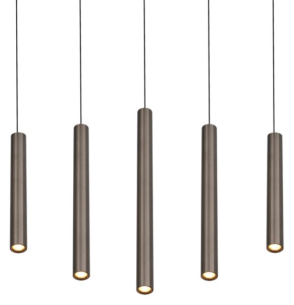 Trio Lighting LED-visoka svetilka Arimato, dolžina 94 cm, platinasto obarvan kovinski CCT, Kovinska, Dnevna soba / jedilnica, Kovina, Sodobni