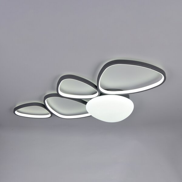 Trio Lighting LED-stropna svetilka Amelio, črna, 102 cm, CCT, daljinski upravljalnik, zatemnjen, Bela, Dnevna soba / jedilnica, Plastika, Sodobni