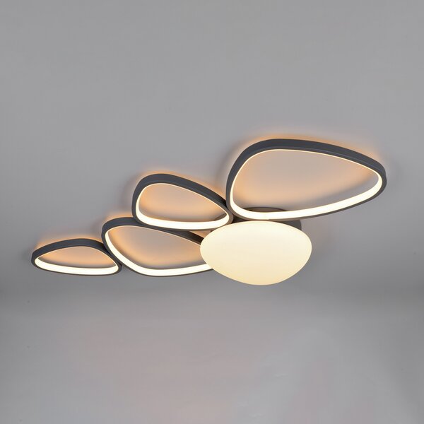 Trio Lighting LED-stropna svetilka Amelio, črna, 102 cm, CCT, daljinski upravljalnik, zatemnjen, Bela, Dnevna soba / jedilnica, Plastika, Sodobni