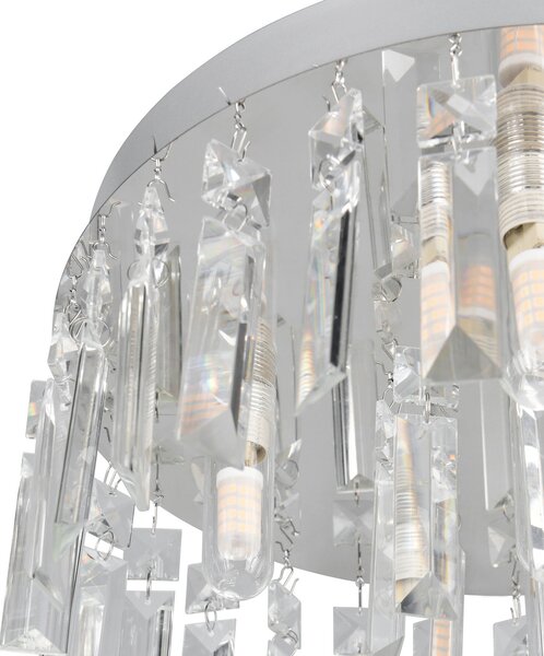 Trio Lighting Stropna svetilka Tommaso, bela, Ø 35 cm, plastika, IP44, Krom, Dnevna soba / jedilnica, Plastika