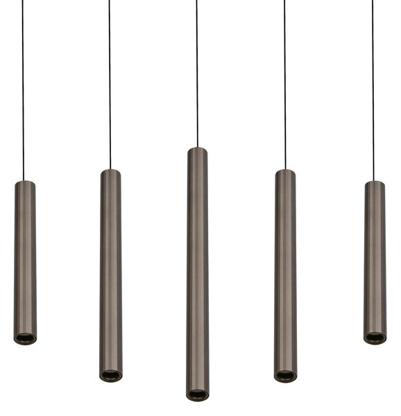 Trio Lighting LED-visoka svetilka Arimato, dolžina 94 cm, platinasto obarvan kovinski CCT, Kovinska, Dnevna soba / jedilnica, Kovina, Sodobni