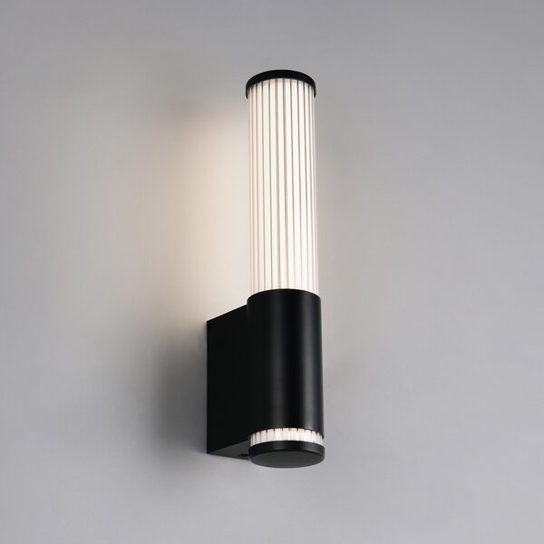 Trio Lighting LED-stenna svetilka Stefano, mat črna, višina 29 cm, kovina, IP44, Črna, Kopalnica, Plastika, Sodobni