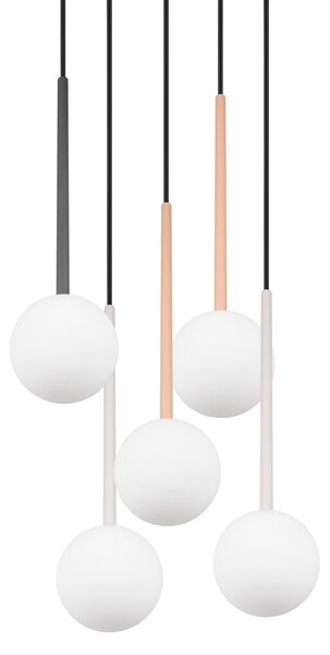 Trio Lighting Visoka svetilka Firano, pisana, Ø 36 cm, kovina, 5-kraka, Večbarvna, Dnevna soba / jedilnica, Kovina, Sodobni