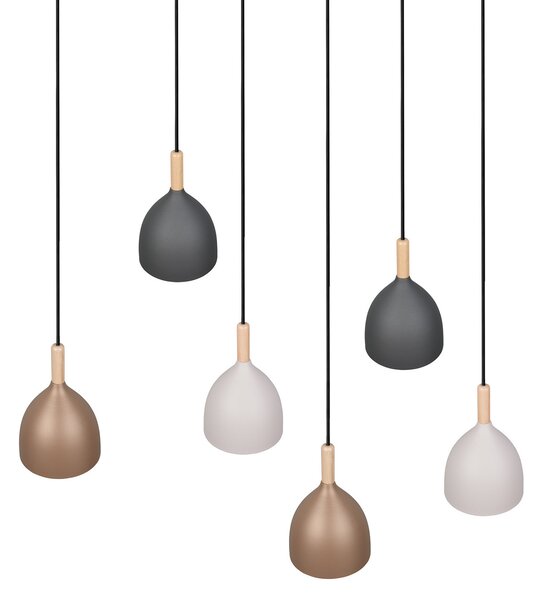 Trio Lighting Visoka svetilka Jerano, dolžina 104 cm, večbarvna, kovinska, s 6 kraki., zatemnjen, Večbarvna, Dnevna soba / jedilnica, Kovina, Sodobni