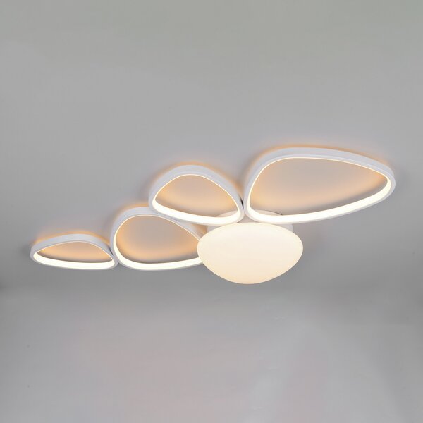 Trio Lighting LED-stropna svetilka Amelio, bela, 102 cm, CCT, daljinski upravljalnik, zatemnjen, Bela, Dnevna soba / jedilnica, Plastika, Sodobni