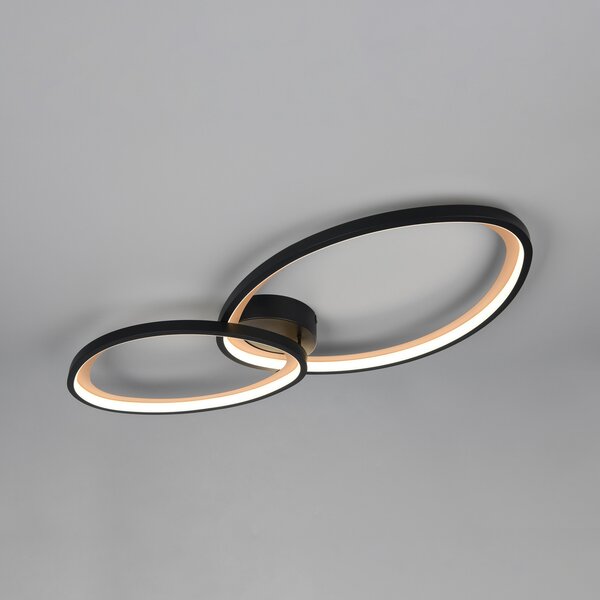 Trio Lighting LED-stropna svetilka Sivo, dolžina 84 cm, mat črna, kovina, CCT, zatemnjen, Črna, Dnevna soba / jedilnica, Kovina, Sodobni