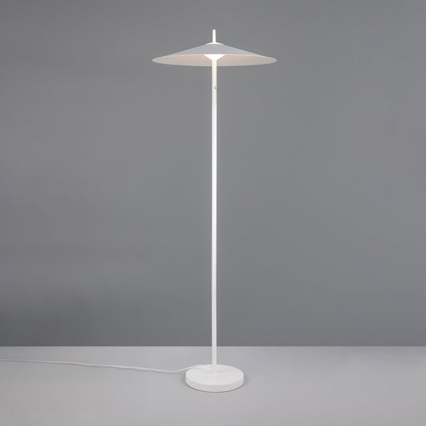 Trio Lighting LED-stoječa svetilka Amalo, mat bela, višina 145 cm, kovina, CCT, zatemnjen, Bela, Dnevna soba / jedilnica, Kovina, Sodobni