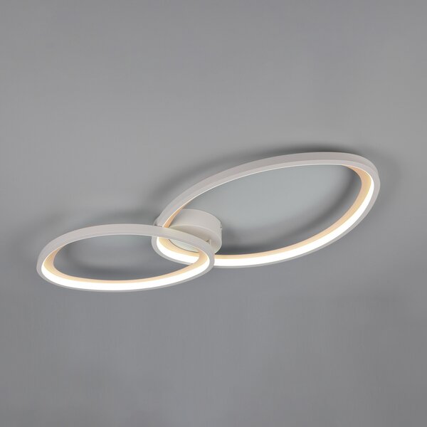 Trio Lighting LED-stropna svetilka Sivo, dolžina 84 cm, bela mat, kovina, CCT, zatemnjen, Bela, Dnevna soba / jedilnica, Kovina