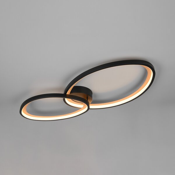 Trio Lighting LED-stropna svetilka Sivo, dolžina 84 cm, mat črna, kovina, CCT, zatemnjen, Črna, Dnevna soba / jedilnica, Kovina, Sodobni