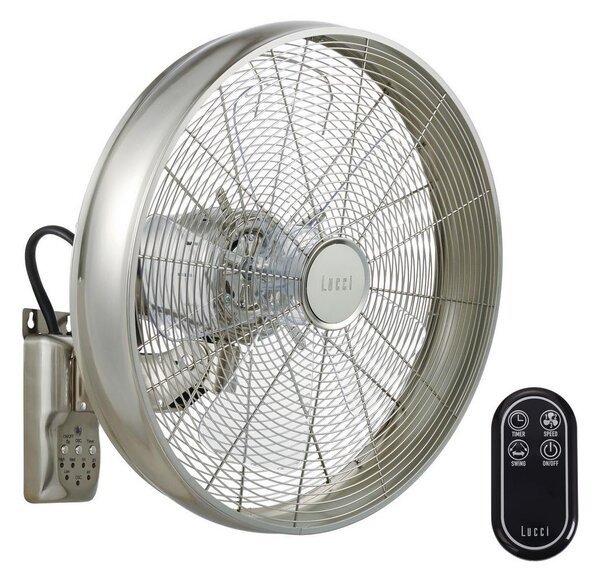 Lucci air 213126 - Stenski ventilator BREEZE 50W mat krom + Daljinski upravljalnik