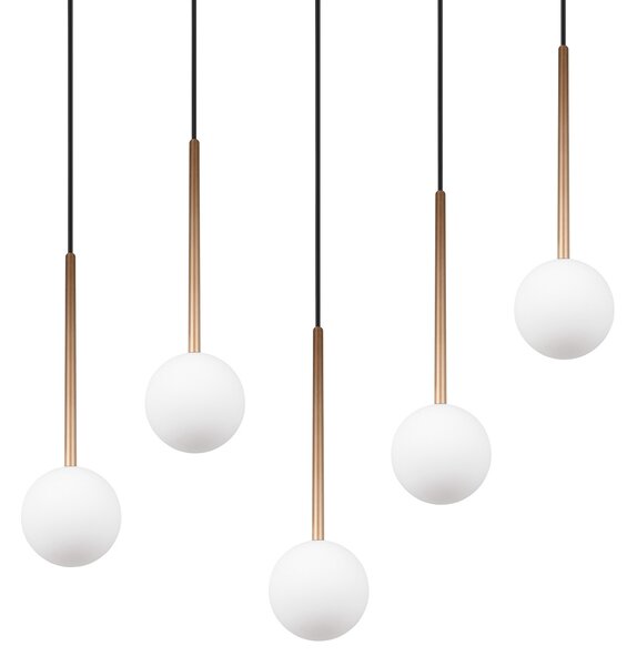 Trio Lighting Visoka svetilka Firano, zlata barva, dolžina 107 cm, kovinska, s 5 kraki., Zlata / medeninasta, Dnevna soba / jedilnica, Kovina, Sodobni