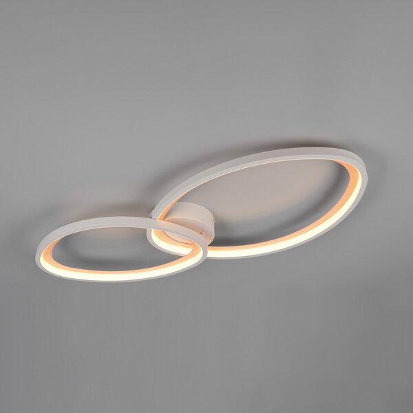 Trio Lighting LED-stropna svetilka Sivo, dolžina 84 cm, bela mat, kovina, CCT, zatemnjen, Bela, Dnevna soba / jedilnica, Kovina