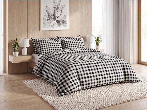 Bombažna posteljnina NORDIC CHECK temno siva Dimenzije posteljnine: 70 x 90 cm | 140 x 200 cm