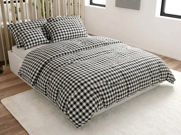 Bombažna posteljnina NORDIC CHECK temno siva Dimenzije posteljnine: 70 x 90 cm | 140 x 200 cm