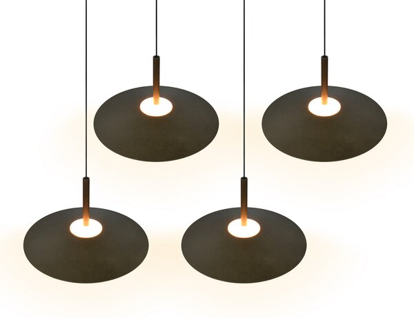 Trio Lighting LED-visoka svetilka Amalo v platinasti barvi, dolžina 146 cm, CCT, 4-žarilna, zatemnjen, Kovinska, Dnevna soba / jedilnica, Kovina, Sodobni